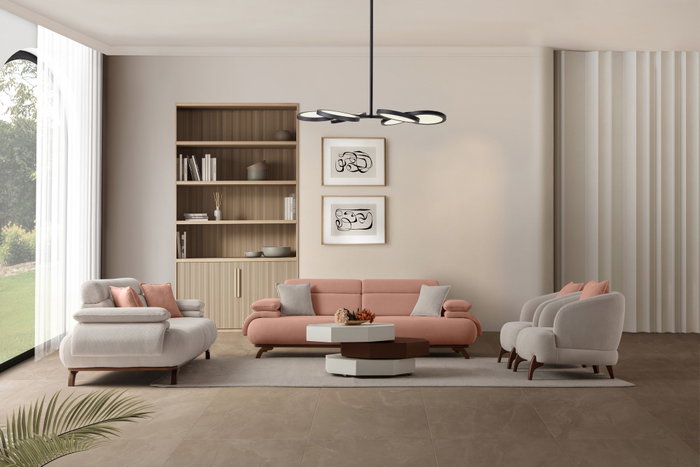 Atelier Del Sofa Bonjo Walnut - Powder Sofá de 3 Plazas